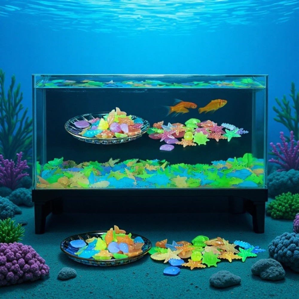 Aquarium Fish Store - Parlayan Işıltılı Okyanus Taşları Floresan Deniz