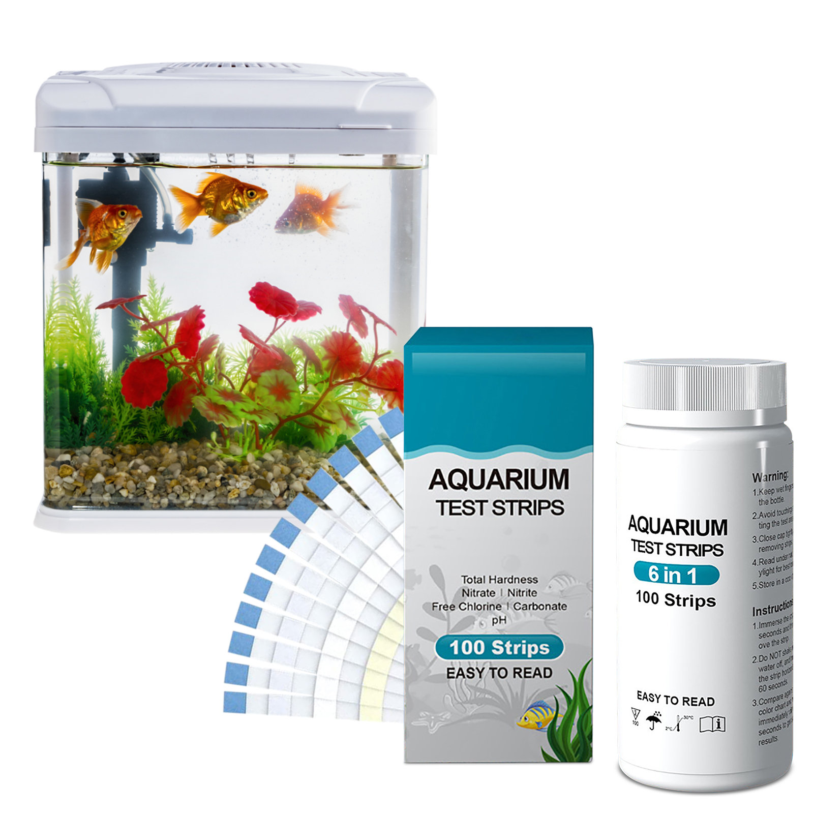 Aquarium Fish In Pond - 100 adet 6-in-1 Su Kalitesi Test